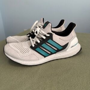 Adidas Men’s Ultra Boost Running Shoes - White with Teal Accents